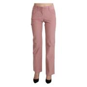 Chique Roze Mid Waist Straight Broek Ermanno Scervino , Pink , Dames