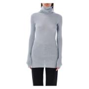 Lichtblauwe Geribbelde Gebreide Kleding Aw24 Rick Owens , Blue , Dames