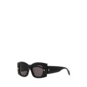 Stijlvolle Zwarte Acetaat Zonnebril Alexander McQueen , Black , Dames