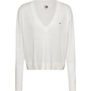 Witte Slim Fit Sweater Lente/Zomer Tommy Jeans , White , Dames