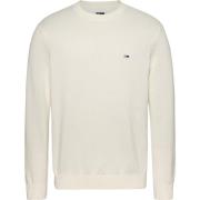 Witte Katoenen Trui Contrastdetail Tommy Jeans , White , Heren