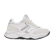 Witte sportieve sneakers met leren details Voile Blanche , White , Dam...