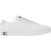 Witte Leren Lage Sneakers Tommy Jeans , White , Heren