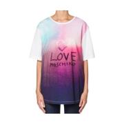 Chique witte katoenen T-shirt Love Moschino , Multicolor , Dames