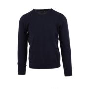 Crew Neck Sweater met Monogram Armani Exchange , Blue , Heren