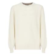 Ivory Cashmere Crew Neck Sweater Brunello Cucinelli , Beige , Heren