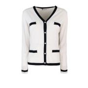 Slim Fit Knoop-Up Cardigan met Zakken Max Mara Studio , White , Dames