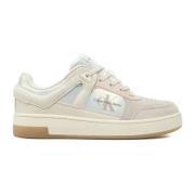 Witte Sneakers Leer Hoge Kwaliteit Calvin Klein , Multicolor , Dames