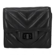 Pre-owned Leather wallets Chanel Vintage , Black , Dames