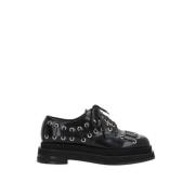 Zwarte Leren Flatform Derby Schoenen Simone Rocha , Black , Dames