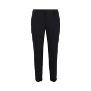 Zwarte Wol Slim Fit Broek Rits Sluiting Dondup , Black , Heren