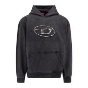 Oval-D Hoodie van Katoen Diesel , Black , Heren