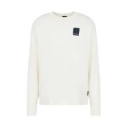 Witte Gebreide Logo Trui Lichtgewicht Armani Exchange , White , Heren