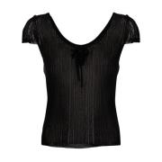 Zwart Gebreid T-shirt met Uitsnijdingen Pinko , Black , Dames