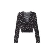 Polka Dot V-hals Shirt Mar De Margaritas , Black , Dames