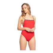 Vierkant Ontwerp Badpak Calvin Klein , Red , Dames