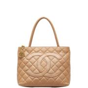 Pre-owned Fabric chanel-bags Chanel Vintage , Beige , Dames