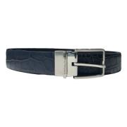 Omkeerbare Lizard Print Clip-On Riem Emporio Armani , Blue , Heren