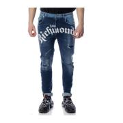 Dubbel Gewassen Amon Jeans Retro Logo John Richmond , Blue , Heren