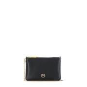 Zwarte Gladleren Pochette Dames Tas Pinko , Black , Dames