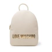 Beige Faux Leather Rugzak met Rits Love Moschino , Beige , Dames