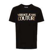 Logo Print Crew Neck T-shirt Versace Jeans Couture , Black , Heren