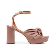 Nude Nappa Sandaal met Oversize Strik Via Roma 15 , Pink , Dames