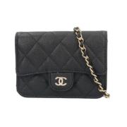 Pre-owned Leather shoulder-bags Chanel Vintage , Black , Dames