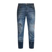 Versleten Navy Slim-Fit Jeans John Richmond , Blue , Heren