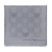 Wollen sjaal met logo Emporio Armani , Gray , Heren