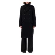 Officer Coat Zwart Wol Dubbel-Breasted Rick Owens , Black , Heren