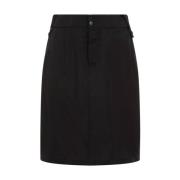 Zwarte Cupro Rok met Zakken Saint Laurent , Black , Dames