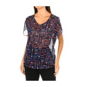 Navyblauwe korte mouwen blouse Armani Jeans , Blue , Dames