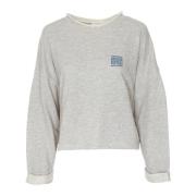 Rolled Hem Logo Sweatshirt American Vintage , Gray , Dames