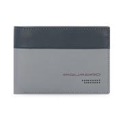 Grijze Leren Portemonnee Rfid Bescherming Piquadro , Gray , Heren