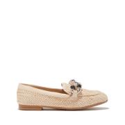 Ketting Detail Loafers Casadei , Beige , Dames