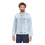 Heren Denim Jack met Versleten Details Tommy Jeans , Blue , Heren