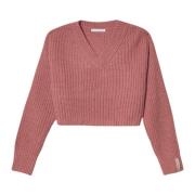 Roze Sweater V-Hals Maglia Rosa Mar De Margaritas , Pink , Dames