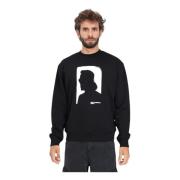 Zwart Crewneck Sweatshirt met Portretprint Karl Lagerfeld , Black , He...