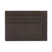 Donkerbruine Leren Creditcardhouder Piquadro , Brown , Heren