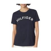 Monotype Geborduurd Dames T-shirt Tommy Hilfiger , Blue , Dames