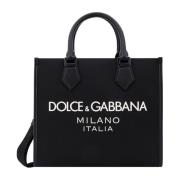 Zwarte Nylon Handtas met Drukknop Dolce & Gabbana , Black , Heren