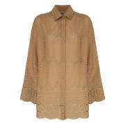 Bruine Blouse Klassieke Kraag Knoopsluiting Mariuccia Milano , Brown ,...