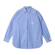 Oversized Gestreepte Blouse in Katoen Popeline 10Days , Blue , Dames