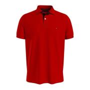 Heren Contrast Placket Polo Shirt Tommy Hilfiger , Red , Heren