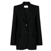 Zwarte Wol Stretch Blazer Sportmax , Black , Dames