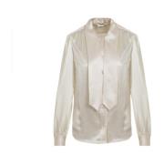 Witte Zijden Blouse Puntkraag Saint Laurent , Beige , Dames