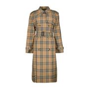 Vintage Check Trench Coat Burberry , Beige , Dames