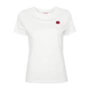 Bloem Motief Logo Patch T-shirt Kenzo , White , Dames