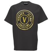 Gouden Logo T-shirt en Polo Versace , Black , Heren
